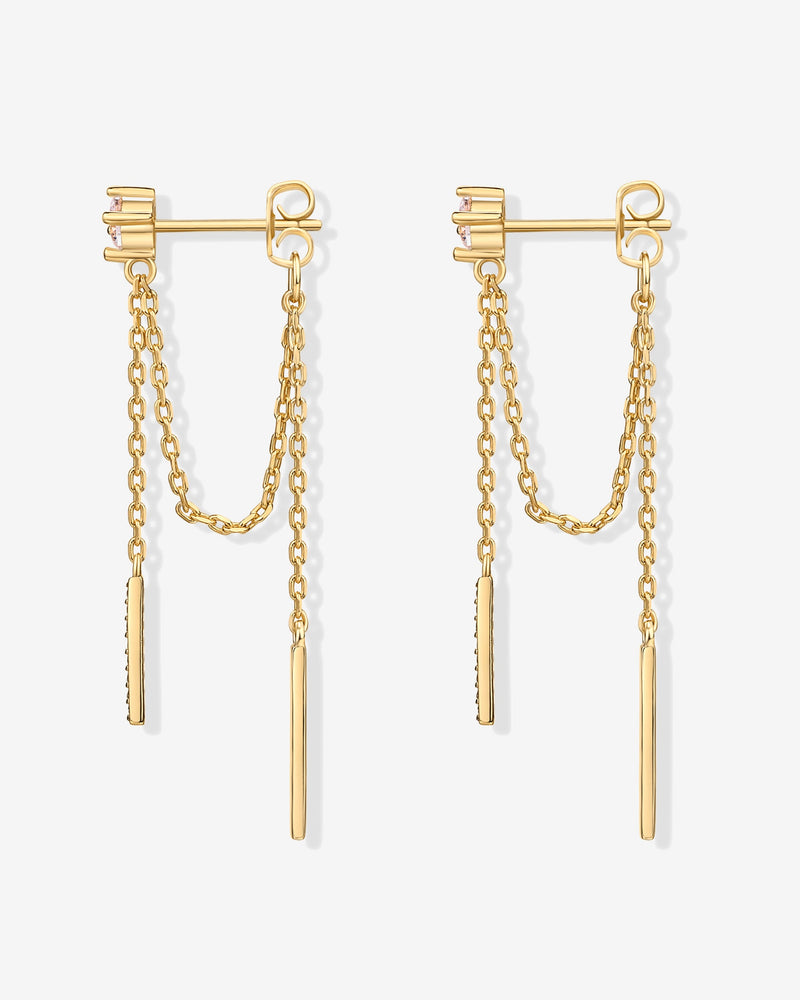 PAVOI - Mini CZ Chained Bar Earrings