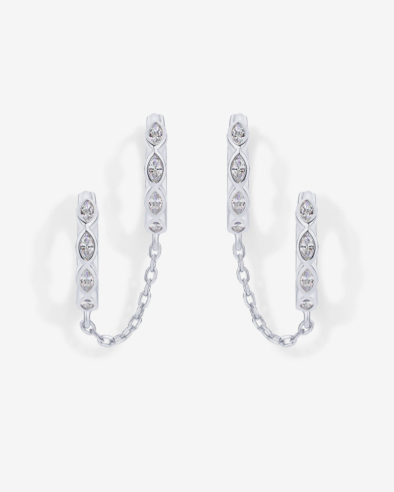 PAVOI - Marquise CZ Double Piercing Chain Huggie Hoop