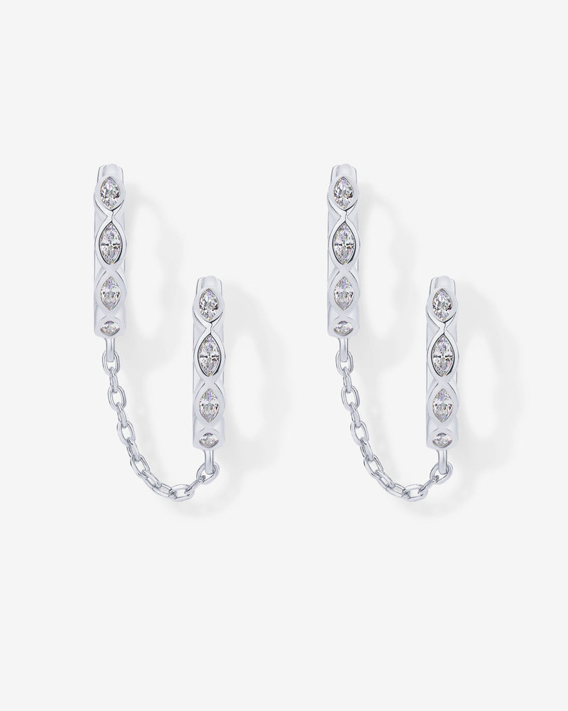 PAVOI - Marquise CZ Double Piercing Chain Huggie Hoop