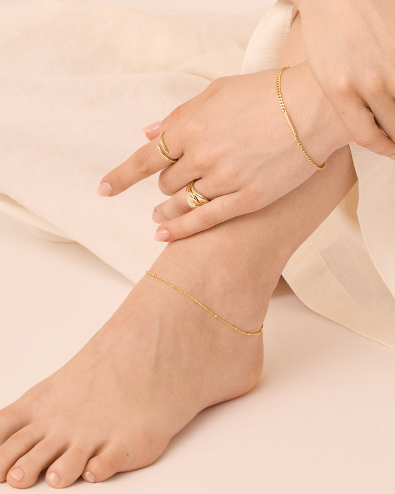 PAVOI - Dainty Chain Beaded Anklet