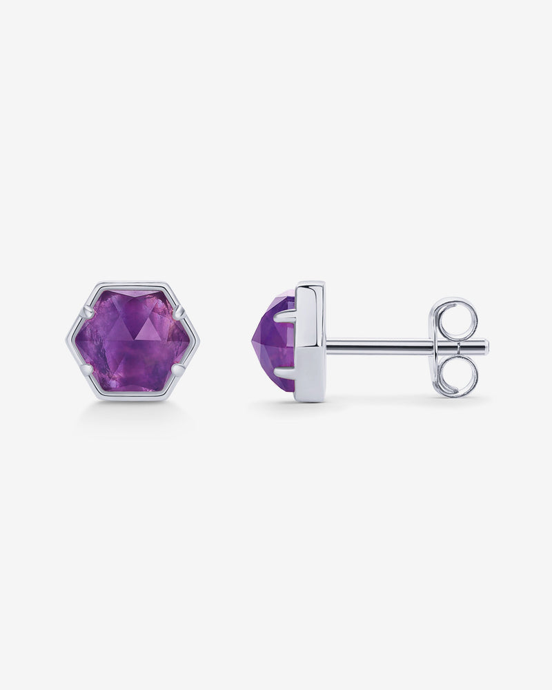 PAVOI - Hexagon Gemstone Stud Earrings