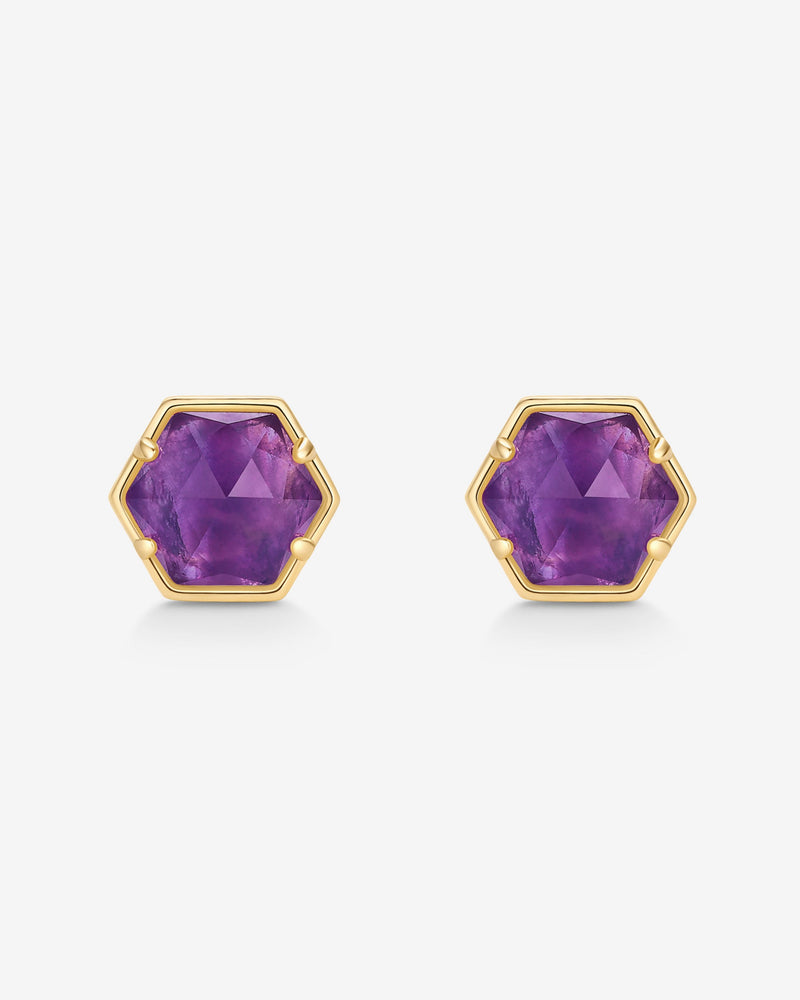 PAVOI - Hexagon Gemstone Stud Earrings