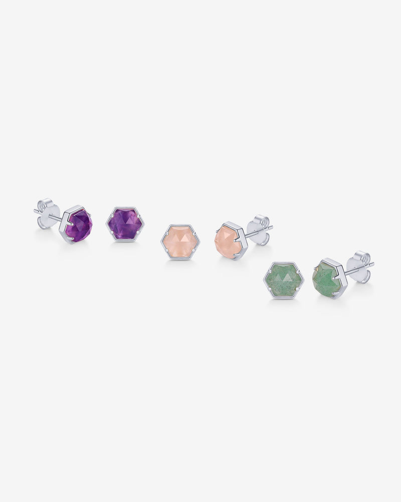 PAVOI - Hexagon Gemstone Stud Earrings