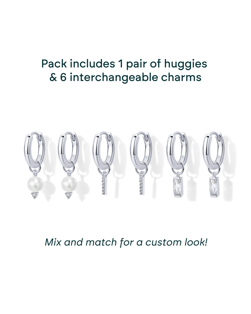 PAVOI - Mix and Match Huggie and Pearl Charm Set