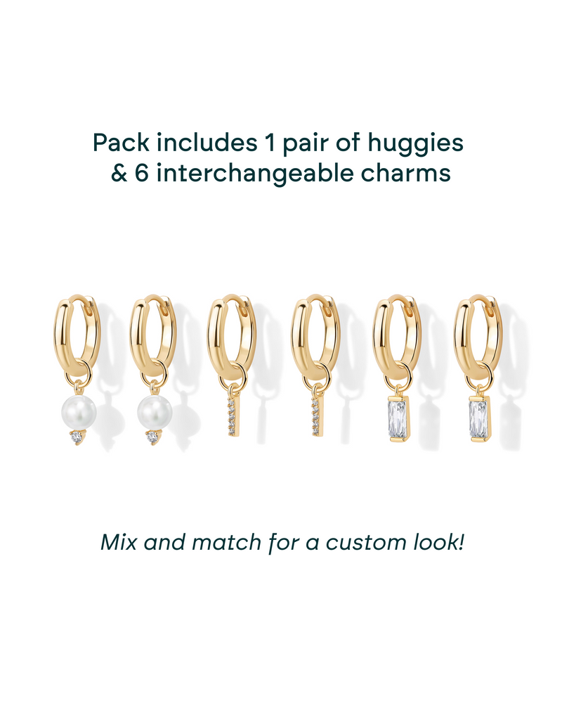 PAVOI - Mix and Match Huggie and Pearl Charm Set