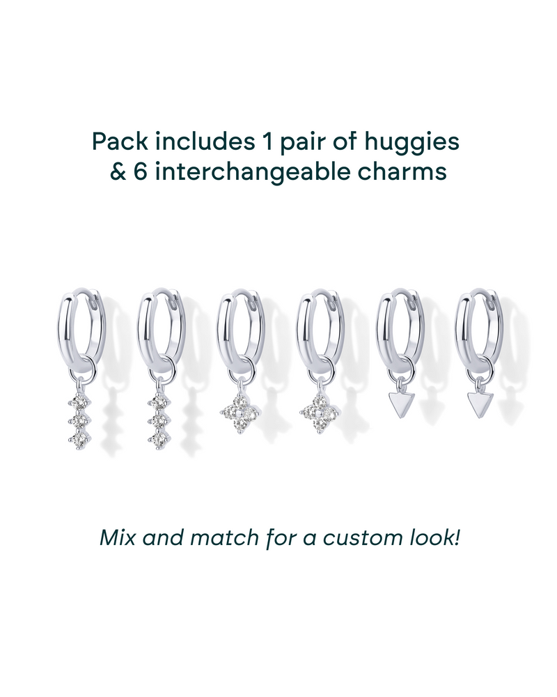 PAVOI - Mix and Match Huggie and Flower Charm Set