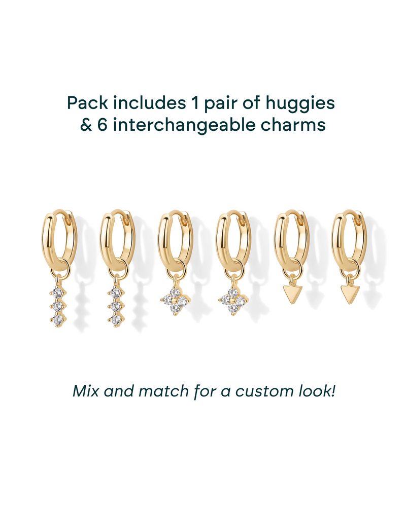 PAVOI - Mix and Match Huggie and Flower Charm Set