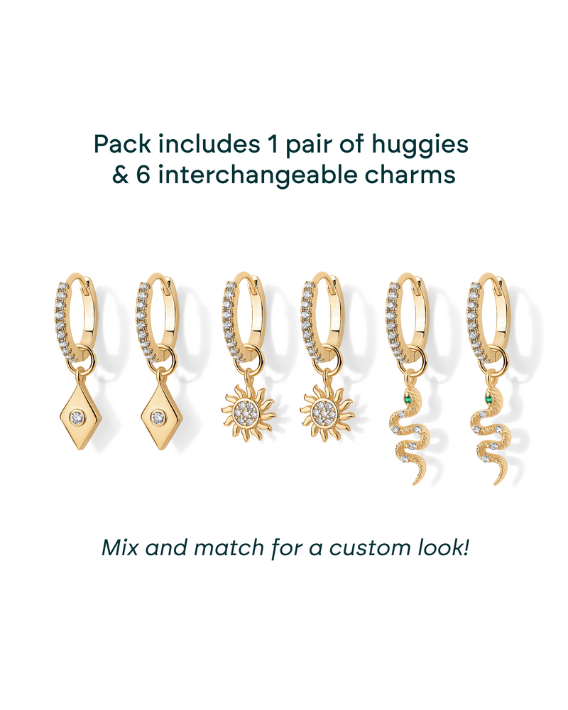 PAVOI - Mix and Match Huggie and Snake Charm Set