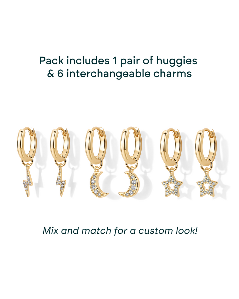 PAVOI - Mix and Match Huggie and Celestial Charm Set