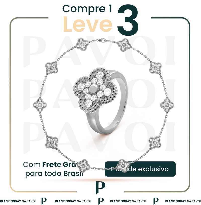 COMBO 9 - COMBO ANEL E CORRENTE VAN CLEEF PURE PRATA DETAILS SILVER SKY