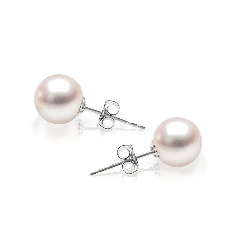 Round White Freshwater Cultured Pearl Earrings